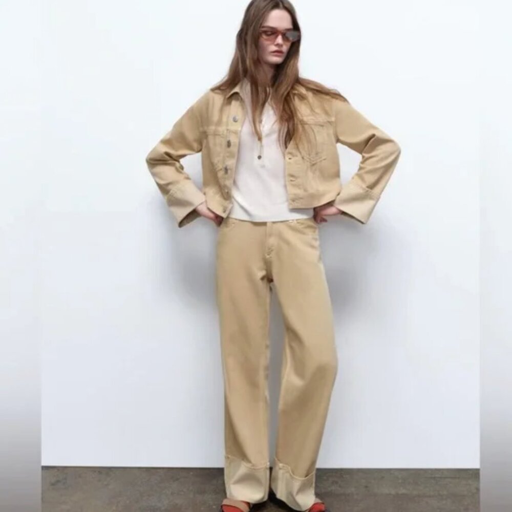 Zara Wide‑Leg Pants in Beige